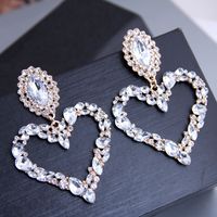 New Fashion Metal Flash Diamond Love Exaggerated Earrings Yiwu Nihaojewelry Wholesale sku image 2
