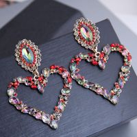 New Fashion Metal Flash Diamond Love Exaggerated Earrings Yiwu Nihaojewelry Wholesale sku image 3