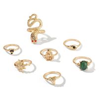 Außenhandels Schmuck Persönlichkeit Kreatives Porträt Lotus Dreieck Türkis Serpentiner Ring 5-teiliges Set sku image 1