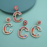Nueva Moda Letra C Con Incrustaciones De Diamantes Pendientes Nihaojewelry Para Mujer main image 1