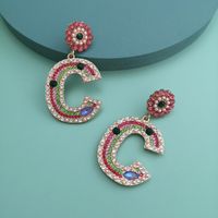 Nueva Moda Letra C Con Incrustaciones De Diamantes Pendientes Nihaojewelry Para Mujer main image 3