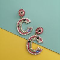Nueva Moda Letra C Con Incrustaciones De Diamantes Pendientes Nihaojewelry Para Mujer main image 6