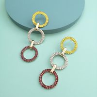 New Color Diamond Crystal Earrings Color Circle Pendant Long Round Earrings main image 2