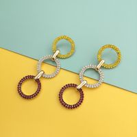 New Color Diamond Crystal Earrings Color Circle Pendant Long Round Earrings main image 5