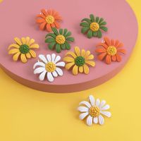 Korean New Silver Needle Spring Color Daisy Flower Earrings main image 2