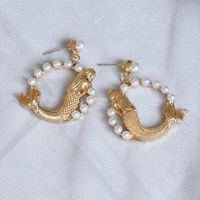 New Fashion Fish-shaped Necklace Geometric Round Pearl Necklace Earrings main image 6