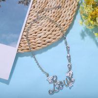 Korean New Fashion Wild Letter Love Diamond Flower Alloy Necklace main image 2