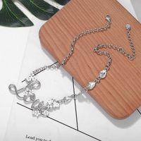 Korean New Fashion Wild Letter Love Diamond Flower Alloy Necklace main image 3
