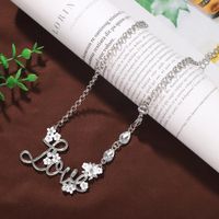 Korean New Fashion Wild Letter Love Diamond Flower Alloy Necklace main image 4