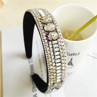 20512w Europäische Und Amerikanische Mode Strass Kopfschmuck Voll Diamant Breit Kante Stirnband Diamant Retro-stirnband Mit Diamant Haarschnitt main image 4