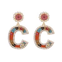 Nueva Moda Letra C Con Incrustaciones De Diamantes Pendientes Nihaojewelry Para Mujer sku image 1