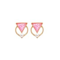 New Fashion S925 Silver Needle Earrings Geometric Candy Color Fragments Triangle Earrings Wild Pearl Earrings sku image 1