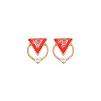 New Fashion S925 Silver Needle Earrings Geometric Candy Color Fragments Triangle Earrings Wild Pearl Earrings sku image 2