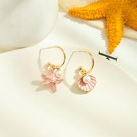 New Fashion Enamel Glaze Earrings S925 Silver Needle Wild Pearl Sweet Starfish Shell Earrings main image 4