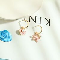 New Fashion Enamel Glaze Earrings S925 Silver Needle Wild Pearl Sweet Starfish Shell Earrings main image 5