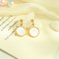 New Fashion Creative Geometric Diamond Shell Pearl Earrings main image 1