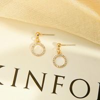 Korean New Fashion Diamond-set Wild Earrings Diamond-set Geometric Circle Earrings main image 2