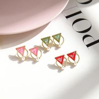 New Fashion S925 Silver Needle Earrings Geometric Candy Color Fragments Triangle Earrings Wild Pearl Earrings main image 1