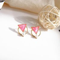 New Fashion S925 Silver Needle Earrings Geometric Candy Color Fragments Triangle Earrings Wild Pearl Earrings main image 5