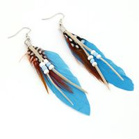 Korean Fashion Beaded Feather Earrings Nihaojewelry Wholesale main image 7