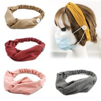 New Fashion Mask Anti-leather Button Hair Band Knitted Loose Tendon Cross Section Epidemic Prevention Hair Band Wholesale main image 1