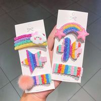 New Cute Rainbow Series Small Sequins Cloud Rainbow Hairpin Set Wholesale main image 5