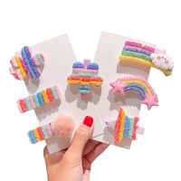 New Cute Rainbow Series Small Sequins Cloud Rainbow Hairpin Set Wholesale main image 6