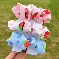 Korean New Fashion Printed Strawberry Cute Cheap Scrunchies Wholesale main image 4