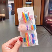 New Cute Rainbow Series Small Sequins Cloud Rainbow Hairpin Set Wholesale sku image 1