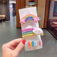 New Cute Rainbow Series Small Sequins Cloud Rainbow Hairpin Set Wholesale sku image 2