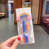 New Cute Rainbow Series Small Sequins Cloud Rainbow Hairpin Set Wholesale sku image 3