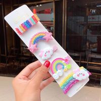 New Cute Rainbow Series Small Sequins Cloud Rainbow Hairpin Set Wholesale sku image 4