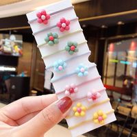New Fashion Candy Color Cute Flowers Cheap Scrunchies Set Wholesale sku image 4
