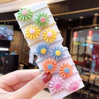 New Fashion Candy Color Cute Flowers Cheap Scrunchies Set Wholesale sku image 5