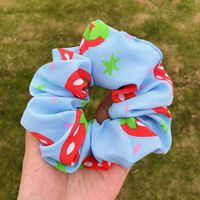 Korean New Fashion Printed Strawberry Cute Cheap Scrunchies Wholesale sku image 2