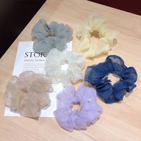 Spring New Fashion Mesh Solid Color Ribbon Cheap Scrunchies Wholesale main image 6
