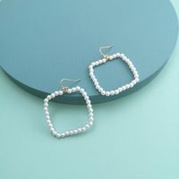 Korea Simple Geometric Square Sweet Pearl Earrings For Women Wholesale main image 2
