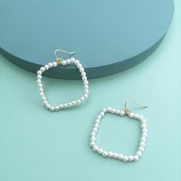 Korea Simple Geometric Square Sweet Pearl Earrings For Women Wholesale main image 3
