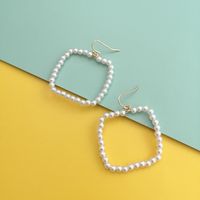 Korea Simple Geometric Square Sweet Pearl Earrings For Women Wholesale main image 5