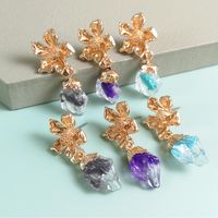 New Fashion Simple Alloy Flower Resin Earrings Wholesale main image 6