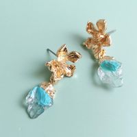 New Fashion Simple Alloy Flower Resin Earrings Wholesale main image 5