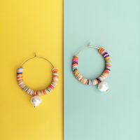 New Fashion Bohemian Drop Pearl Earrings Handmade Rice Beads Large Circle Earrings Wholesale main image 1