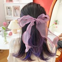 Korean New Fashion Yarn Quality Ribbon Large Bowknot Sweet Cheap Scrunchies Wholesale main image 1