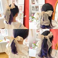 Korean New Fashion Yarn Quality Ribbon Large Bowknot Sweet Cheap Scrunchies Wholesale main image 4