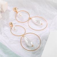 Korean New Fashion Wild Pearl Hollow Circle Geometric Long Earrings Wholesale main image 3