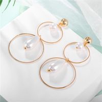 Korean New Fashion Wild Pearl Hollow Circle Geometric Long Earrings Wholesale main image 4