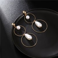 Korean New Fashion Wild Pearl Hollow Circle Geometric Long Earrings Wholesale main image 5