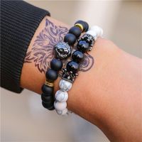 New Fashion Frosted White Turquoise Zircon Crown Lion Head Bracelet Wholesale main image 1