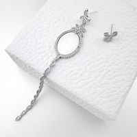New Fashion 925 Silver Needle Copper Inlay Zircon Asymmetric Earrings Flower Tassel Long Earrings main image 1