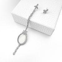 New Fashion 925 Silver Needle Copper Inlay Zircon Asymmetric Earrings Flower Tassel Long Earrings main image 3